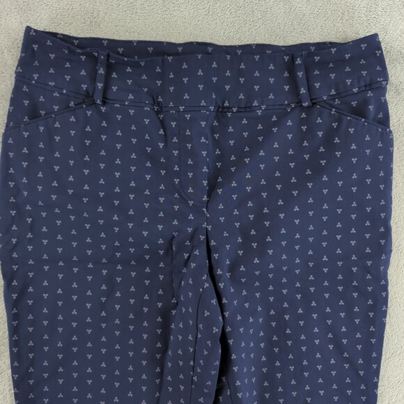 Reitmans Pants Womens Medium Blue Cropped Pull On Stretch Capri Print Comfort - Picture 2 of 11